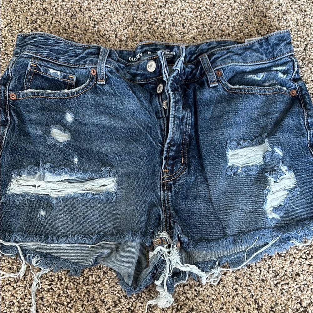 Old Navy Blue Jean Shorts Distressed Cut-Off Style